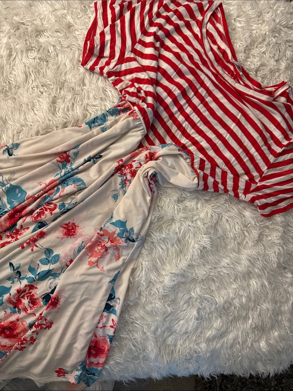 Striped Red Mix Floral Women's Dress!